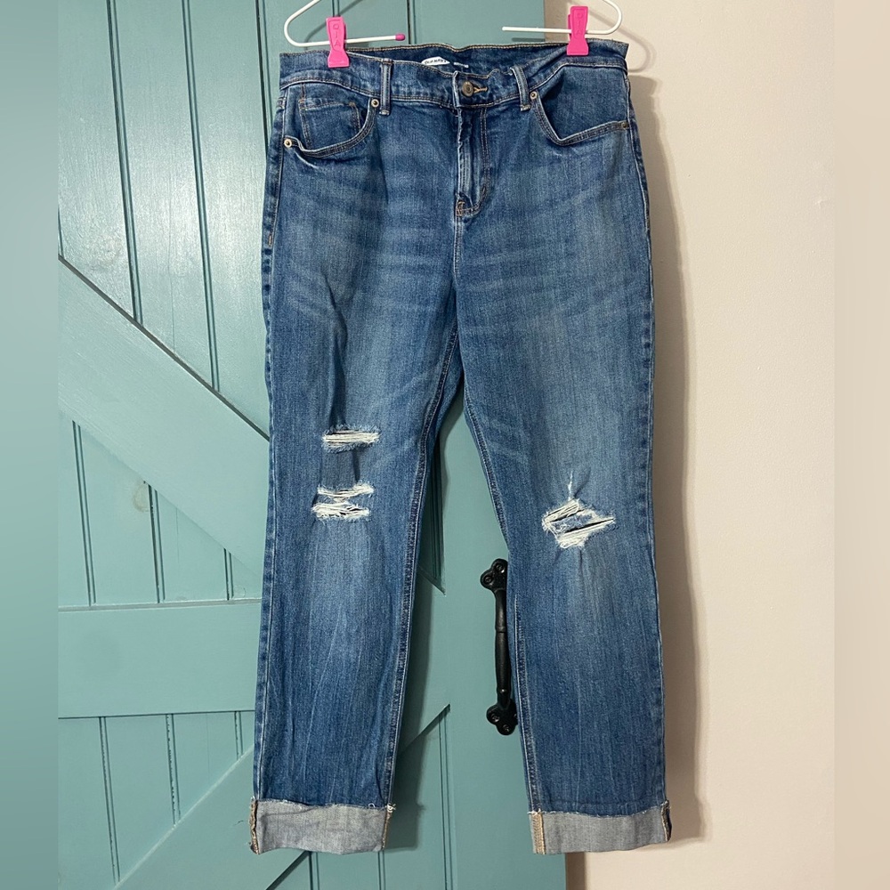 Old Navy Women’s Blue Distressed Boyfriend Jeans Size 10